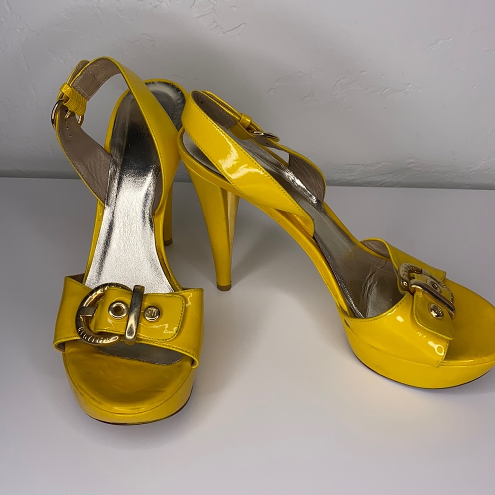 Stuart Weitzman patent leather platform heel